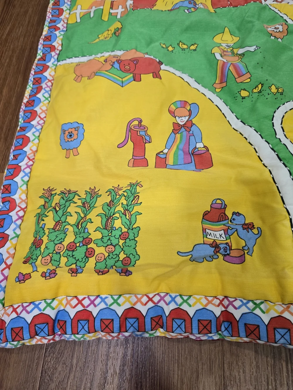 Colorful Kids Farm Quilted Throw Blanket - Bright Multi 29x36